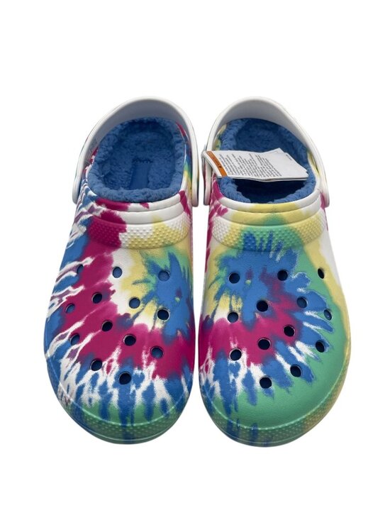 Crocs Sliders Men’s SZ 13 Lined Clogs Tie-Dye Multi-Colored Clogs Powder Classic